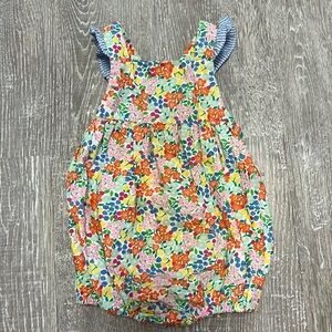 Baby Boden Floral Bubble Romper Criss Cross Back Multicolor Baby Girl 9-12 month